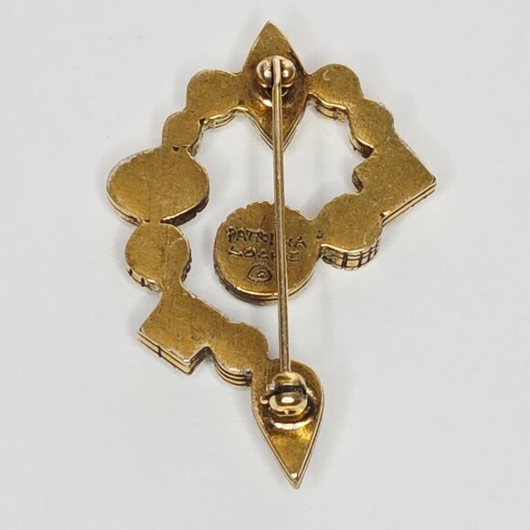 Patricia Locke Vintage Multi-Color Swarovski Crystal Gold Tone Pin Brooch Signed - Picture 4 of 6